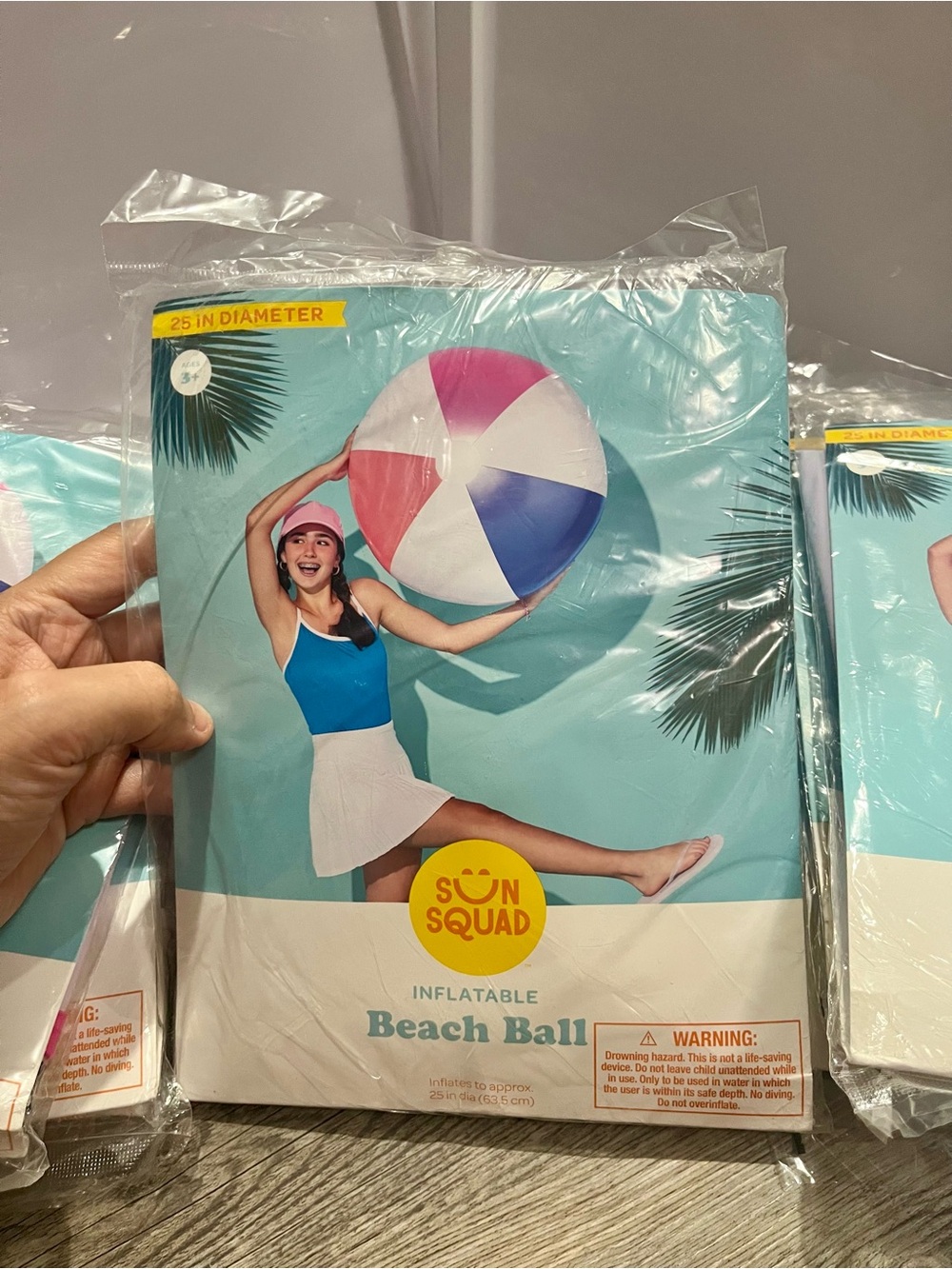 (9) Sun Squad Inflatable Beach Balls - Pink, Blue, White, Red